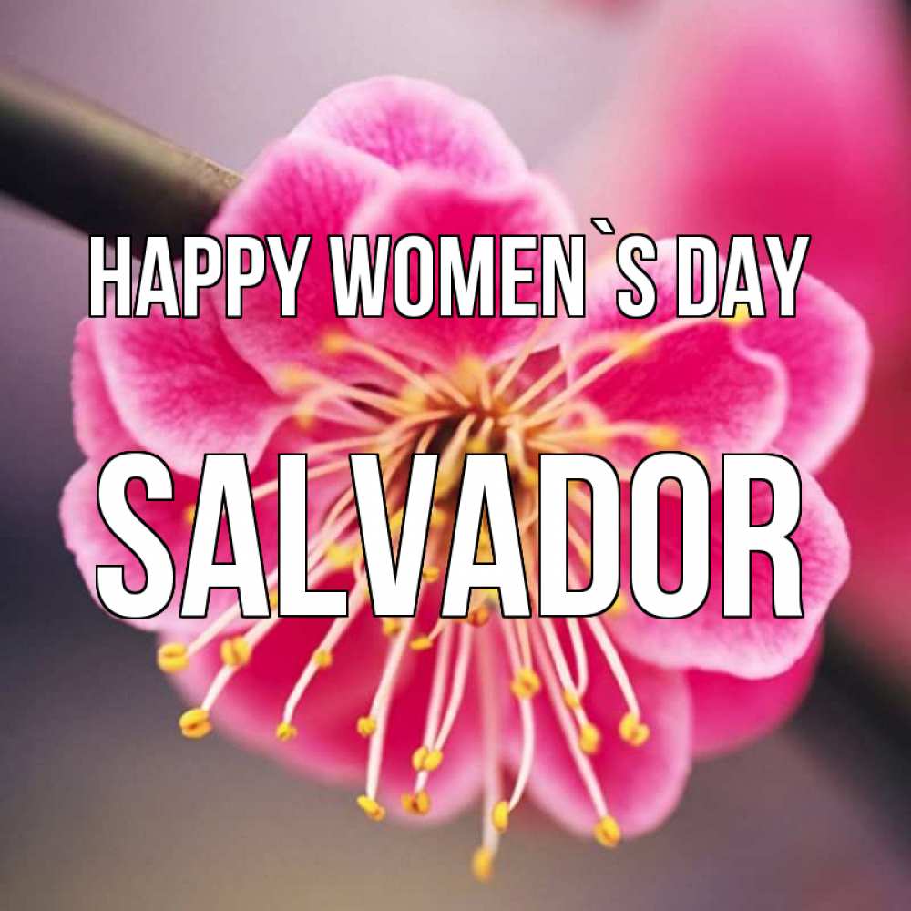 Greetings card с именем, Salvador happy women`s day цветы Greetings with text for free download 